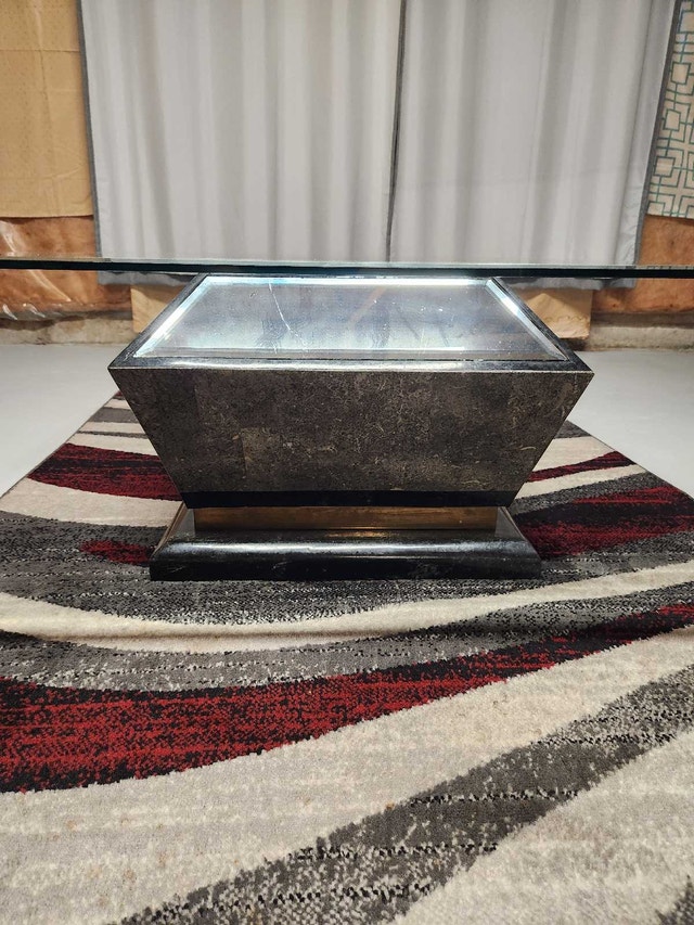 Glass and Marble Coffee Table Set