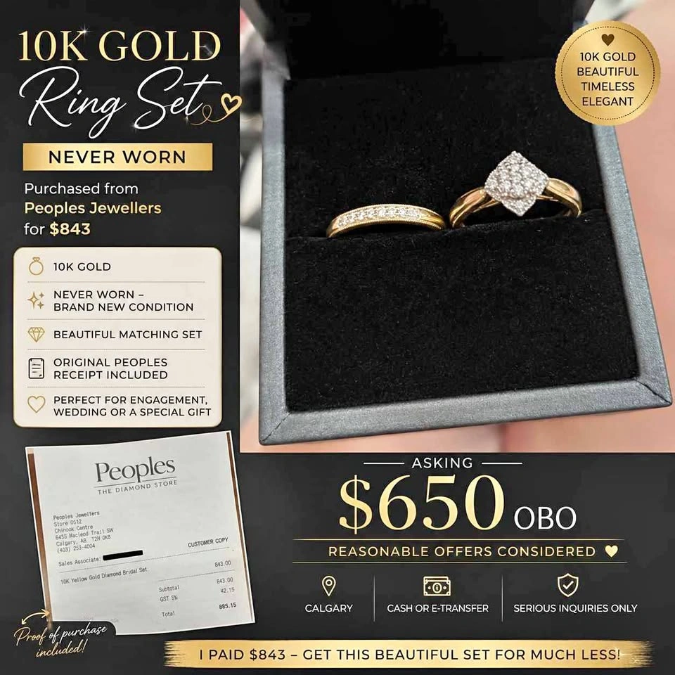 10K Gold Ring Set – Never Worn – Peoples Jewellers Receipt Inclu