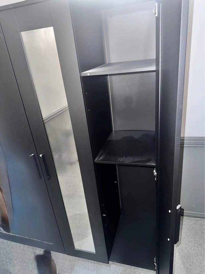 Modern Black 3-door Wardrobe / Armoire with Full-Length Mirror - photo 3