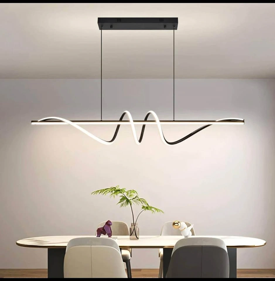 Brand New Modern LED Chandelier – Black & White Wave Design