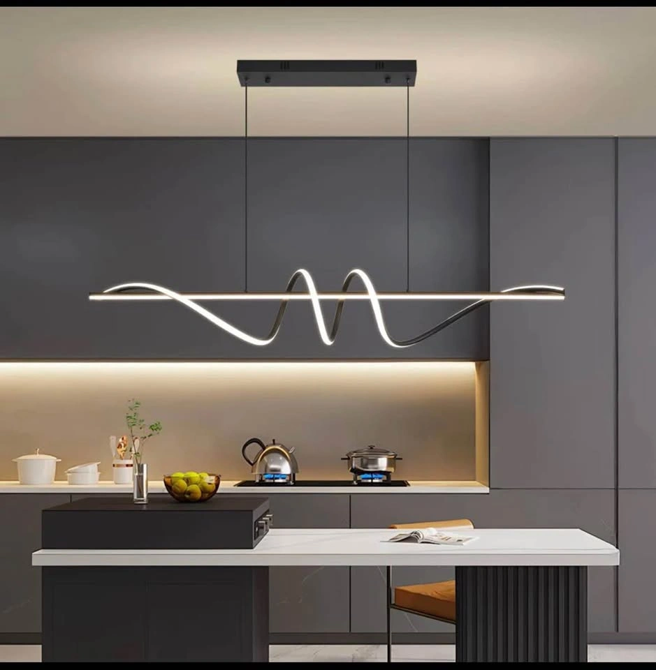Brand New Modern LED Chandelier – Black & White Wave Design - photo 2