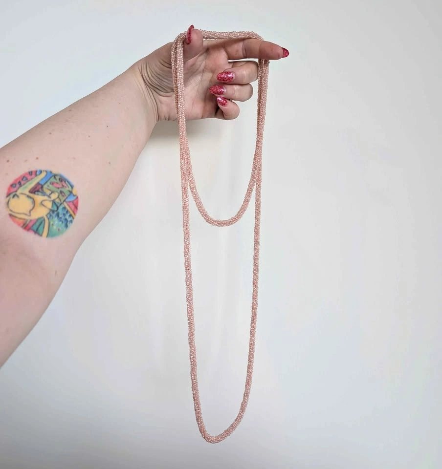 Blush pink long beaded necklace
