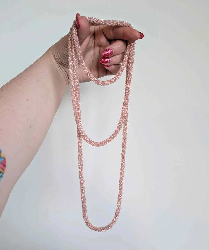 Blush pink long beaded necklace - photo 2