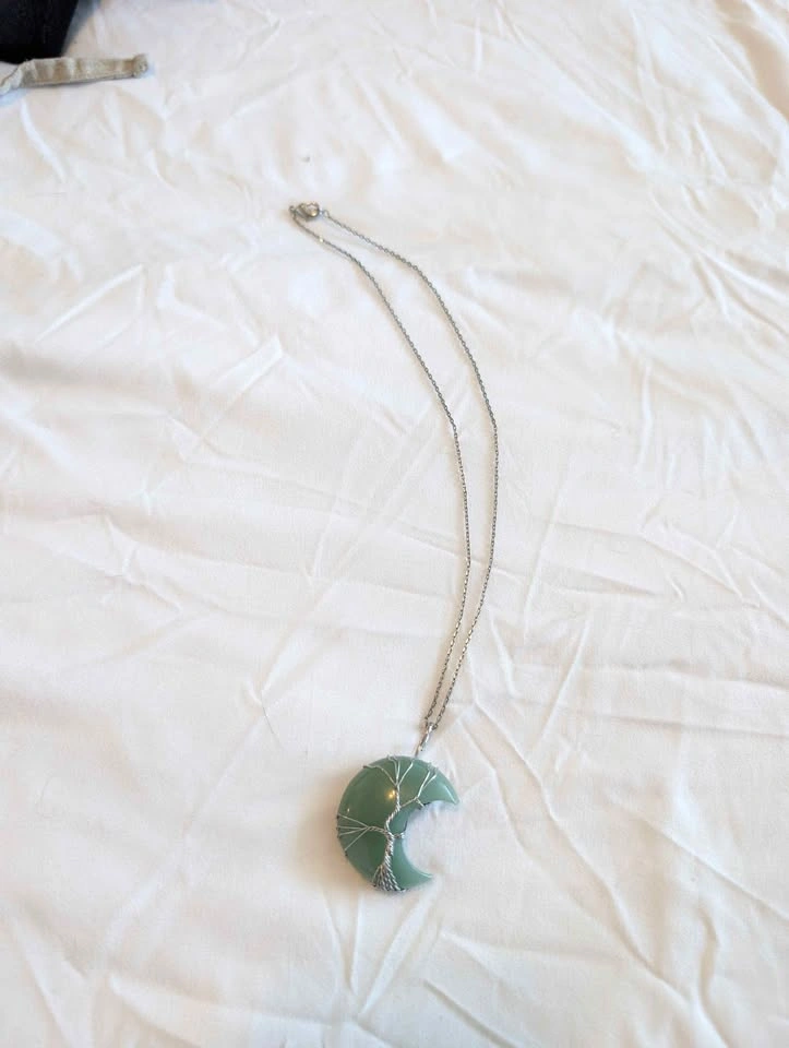 Green Aventurine Moon & Tree Necklace - photo 3