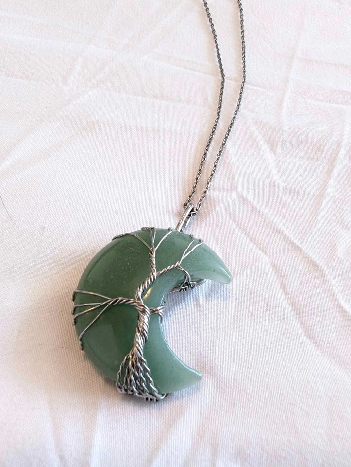 Green Aventurine Moon & Tree Necklace - photo 4