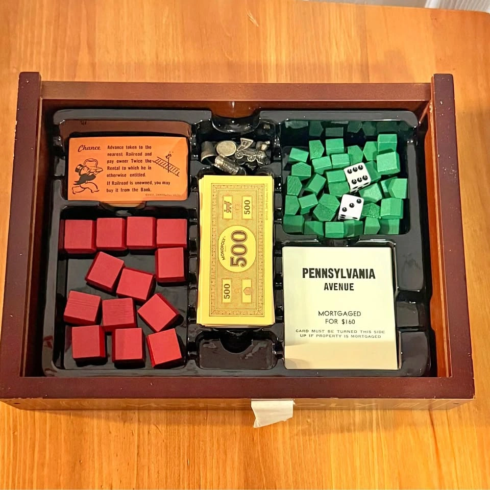 Monopoly Vintage Game Collection Bookshelf Wooden Book Box Set 2