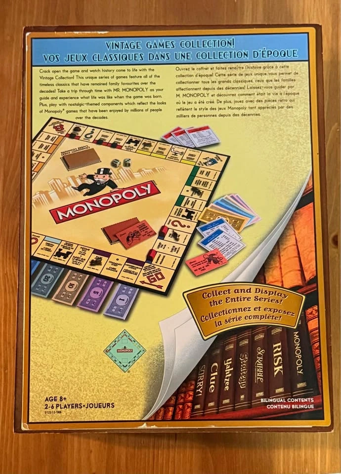 Monopoly Vintage Game Collection Bookshelf Wooden Book Box Set 2 - photo 5