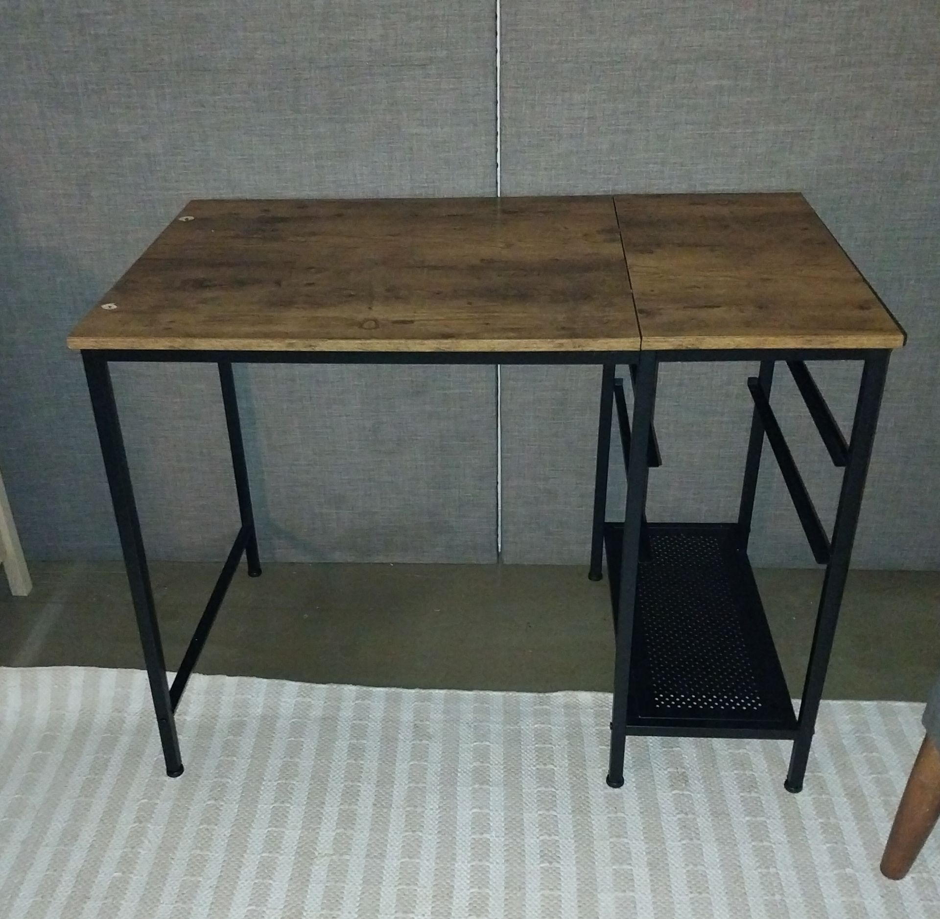 Industrial Wood & Black Metal Desk / Console Table - photo 3