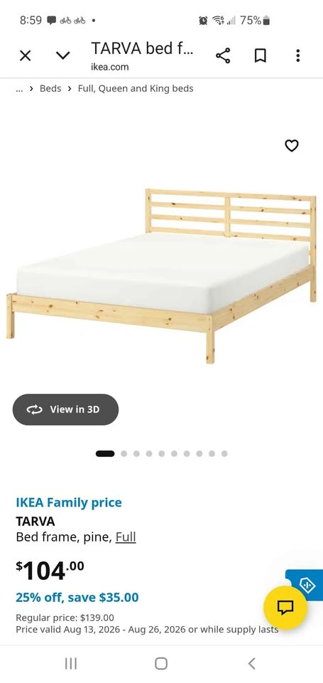 Ikea Tarva double bed and futon mattress - photo 2