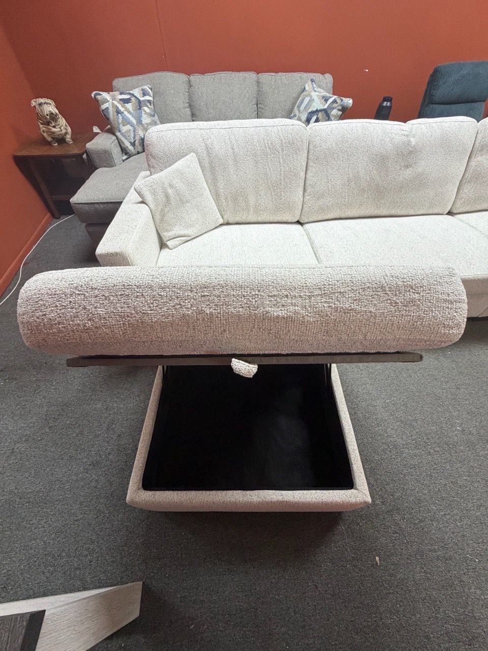 Cream Boucle Sectional Sofa with Chaise - photo 3