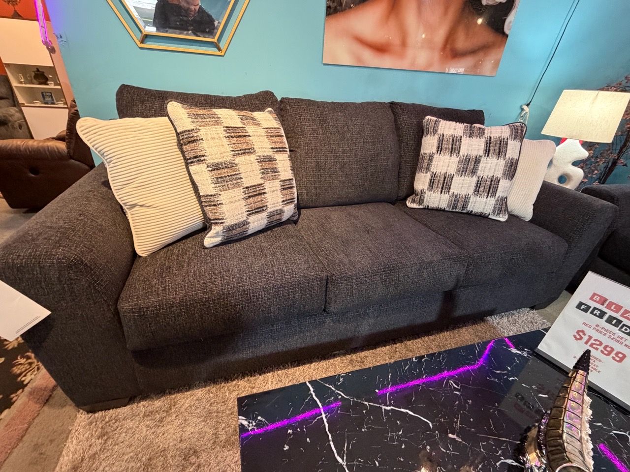 Dark Charcoal Sofa and Loveseat Set - photo 2