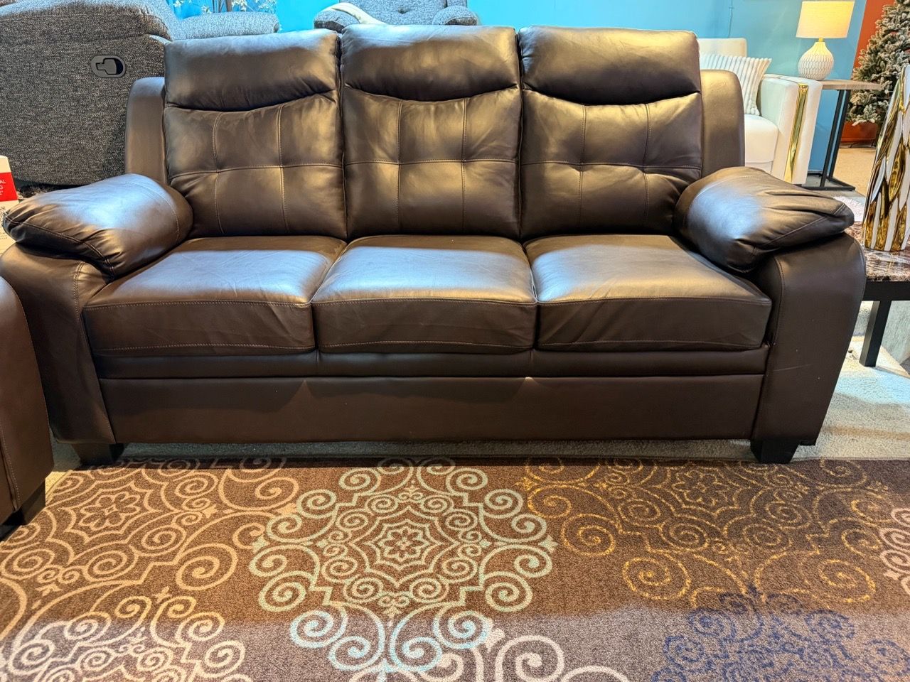 Dark Brown Leather Sofa and Loveseat Set - photo 2
