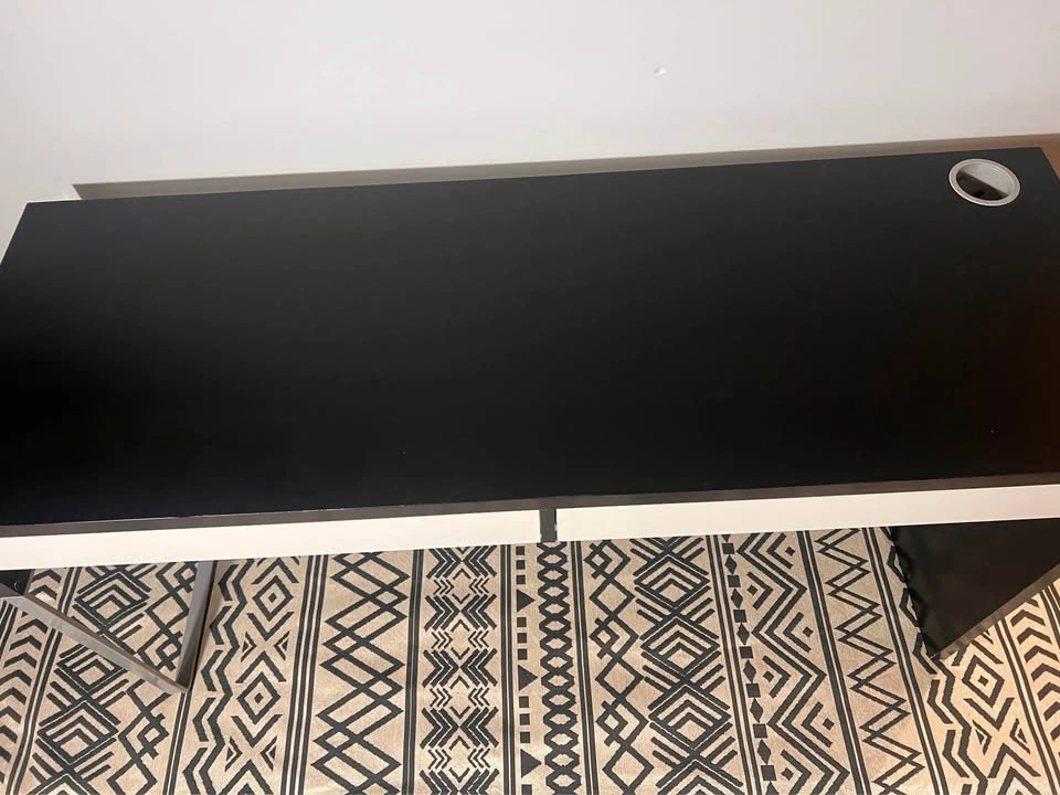 IKEA MICKE Desk - Black/White, Chrome Legs, 55” Refinished - photo 2