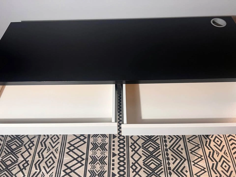 IKEA MICKE Desk - Black/White, Chrome Legs, 55” Refinished - photo 3
