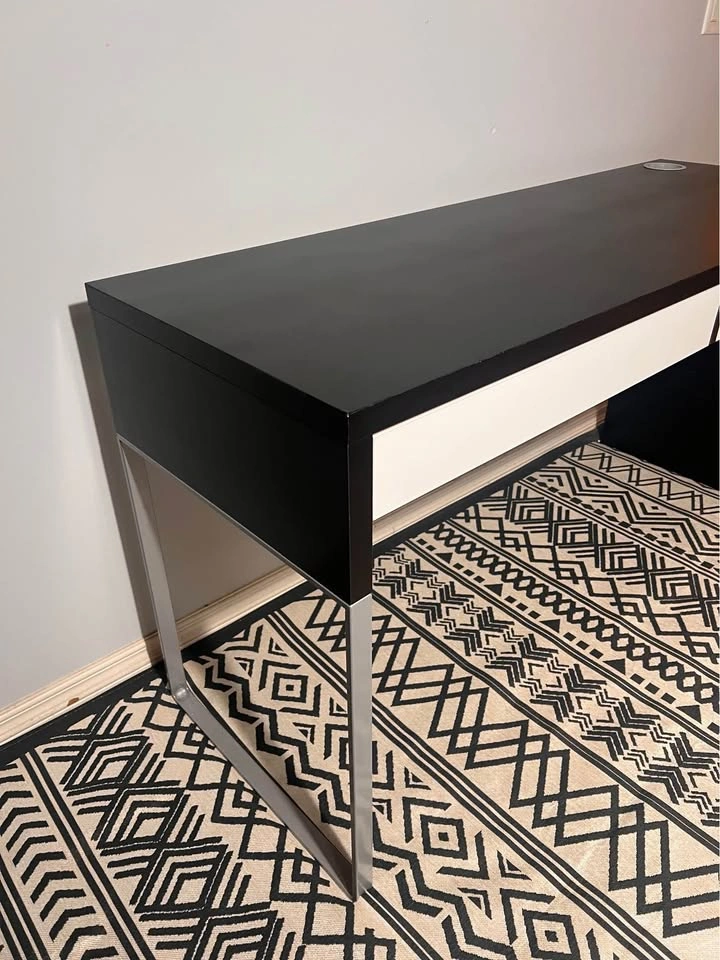 IKEA MICKE Desk - Black/White, Chrome Legs, 55” Refinished - photo 4