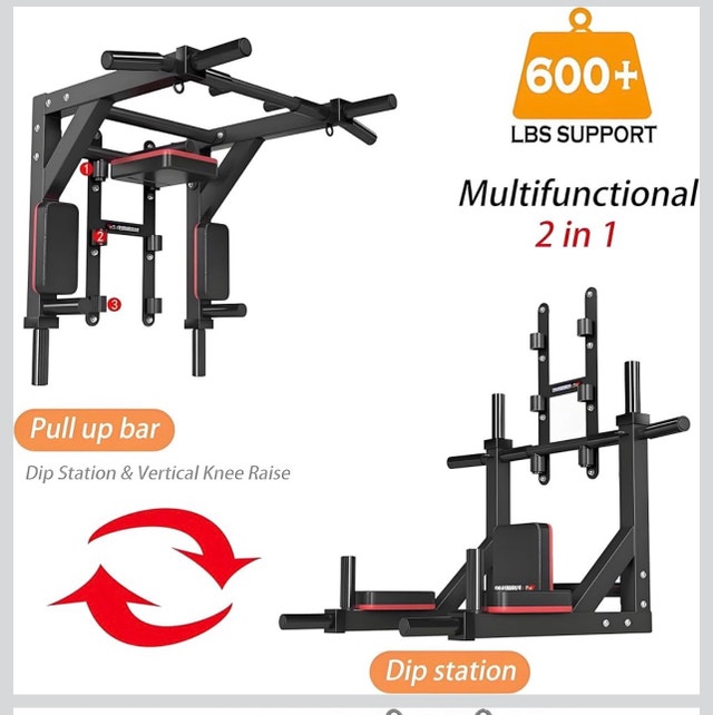 Akeno 2-in-1 Wall Mounted Pull-Up Bar and Dip Station - photo 2