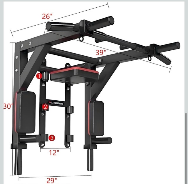 Akeno 2-in-1 Wall Mounted Pull-Up Bar and Dip Station - photo 3