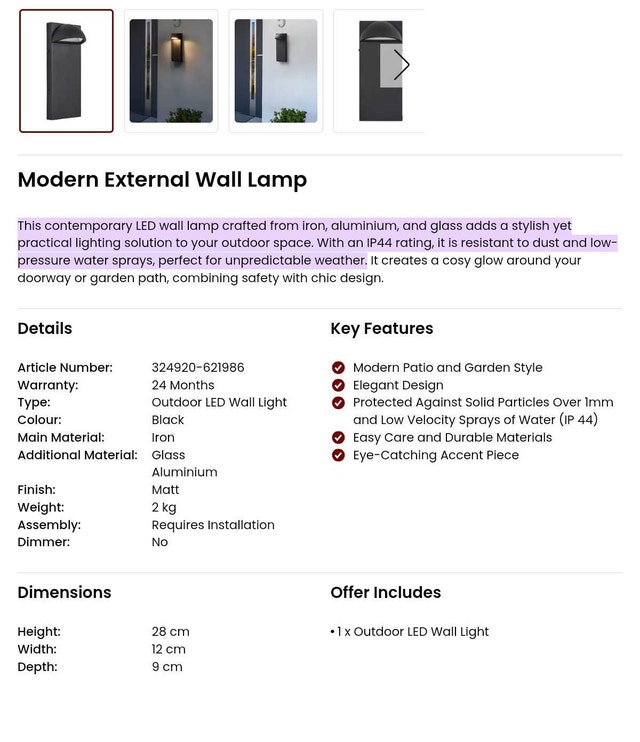 Outdoor Wall Lamp. Brand new. - photo 5