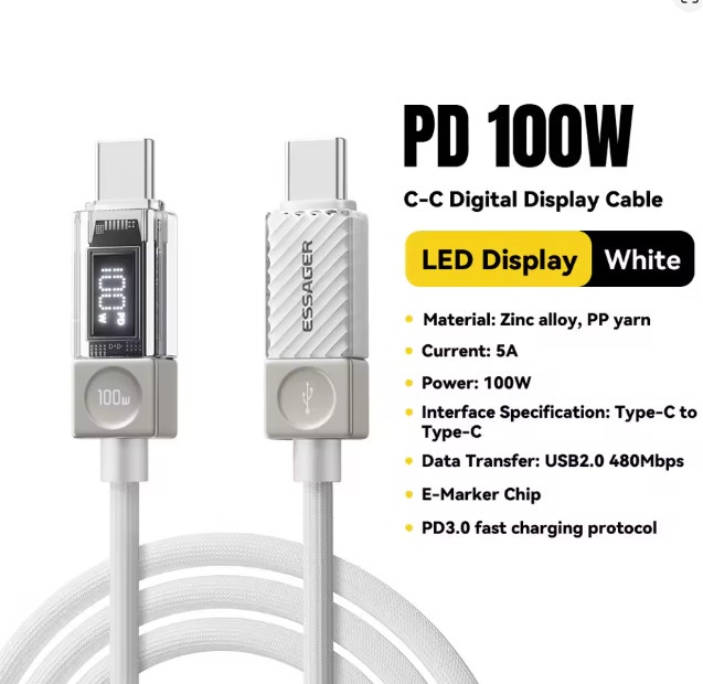 Premium Braided USB Type C Cable 100W PD 3.1 Fast Charging
