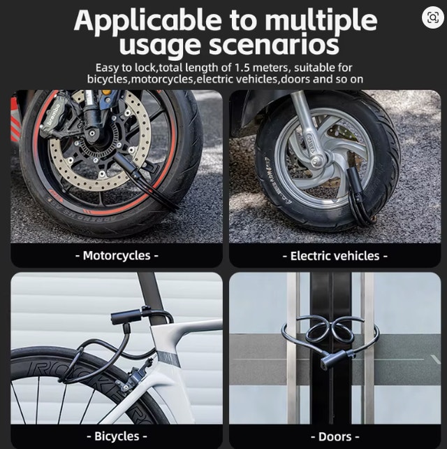 Bicycle Lock Portable Anti-theft Bike Lock with Keys Zinc Alloy - photo 5