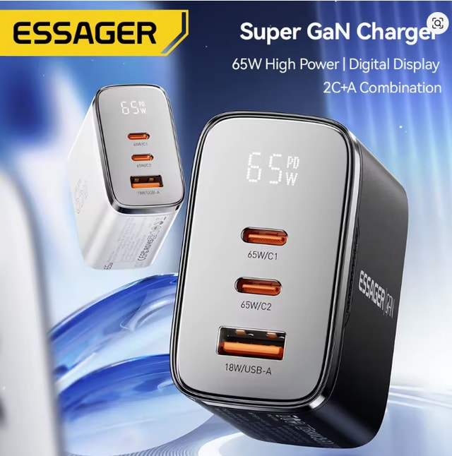 Charger 65W GaN USB Type C Charger Digital Display QC 4.0