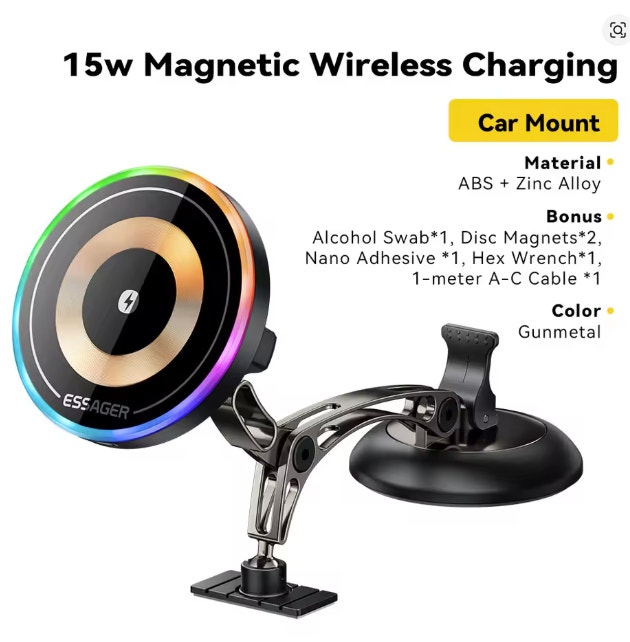 Magnetic Wireless Charger 15W Car Phone Holder - photo 3