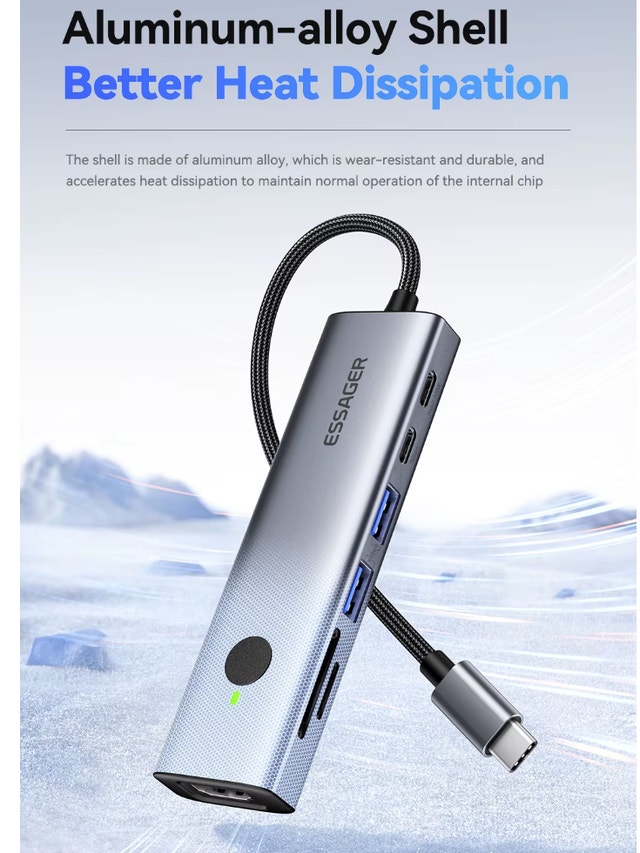 USB C HUB 4K 7-in-1 Type C to HDMI PD 100W - photo 3