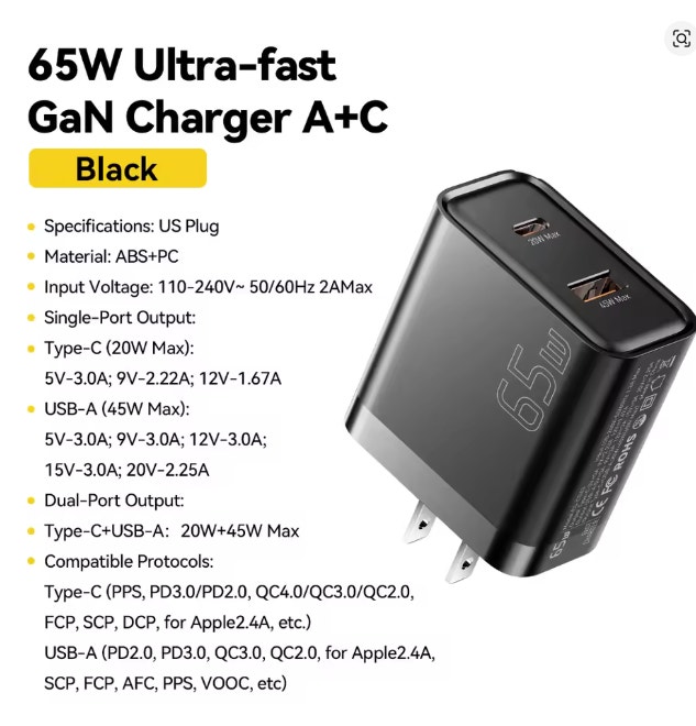 65W GaN USB-C Fast Charger - photo 3