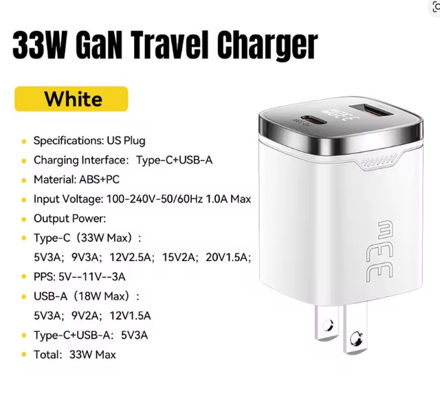 Charger 33W GaN USB Type C With Digital Display PD Fast Charger - photo 4