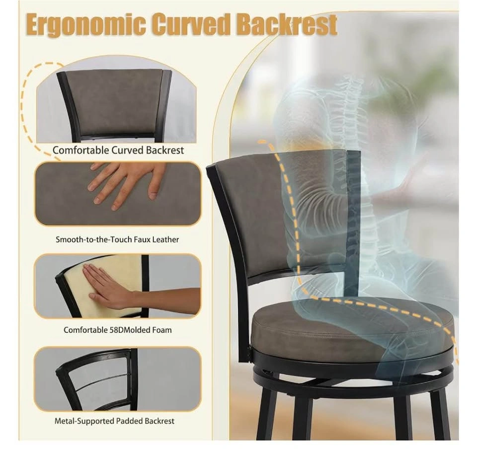 Brand new Set of 2 Swivel Bar Stools with Faux Leather Seats - photo 3