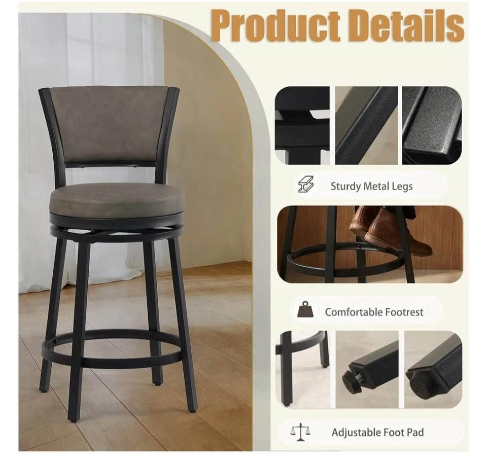 Brand new Set of 2 Swivel Bar Stools with Faux Leather Seats - photo 4