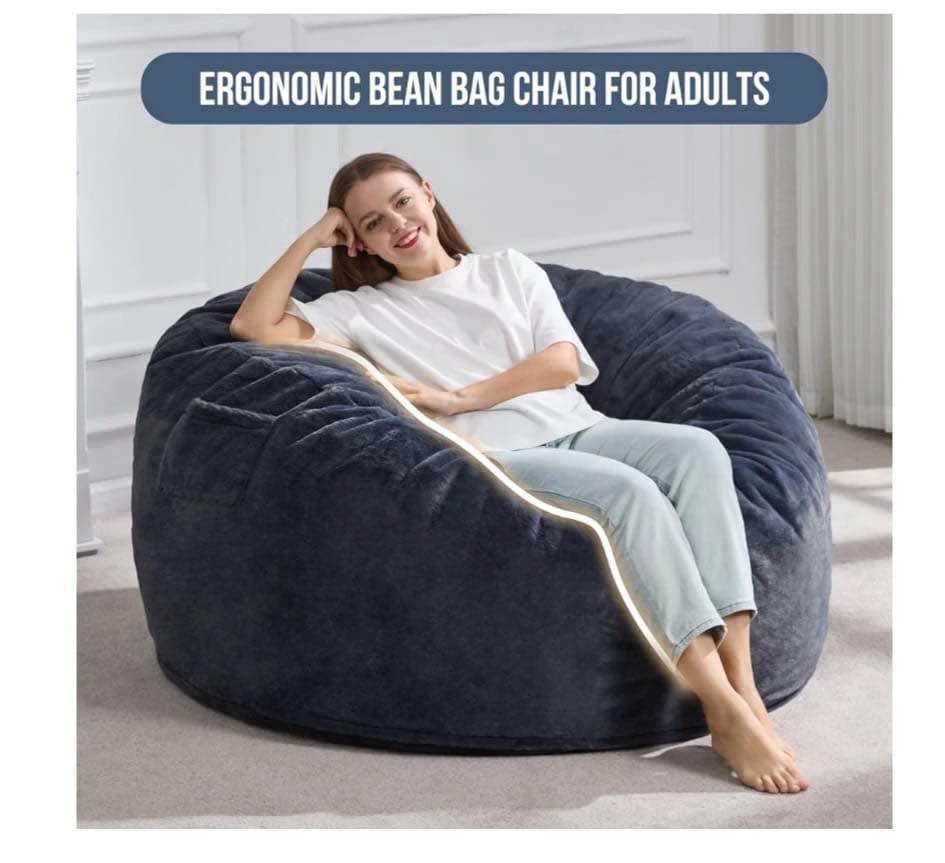 Brand new 4FT Adult Bean Bag Chair Big Lounger, Dark Grey - photo 4