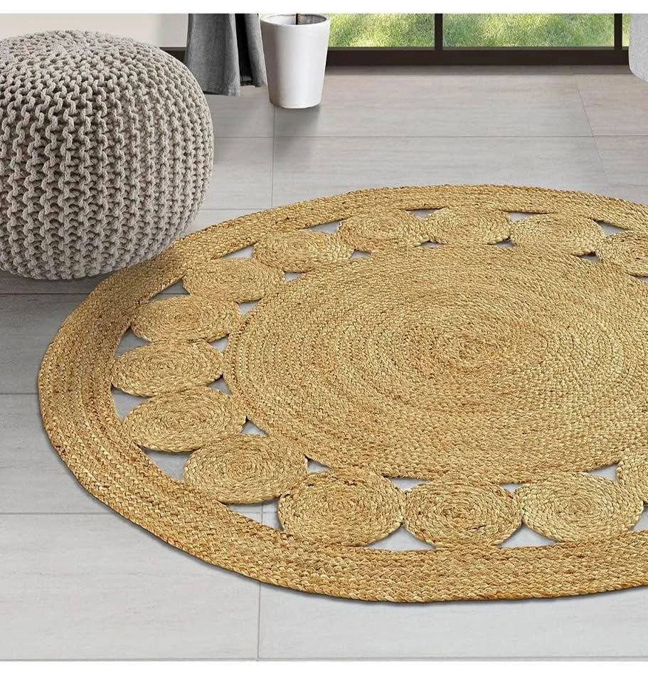 Brand new Round Jute Area Rug 5ft Natural Fiber Handmade