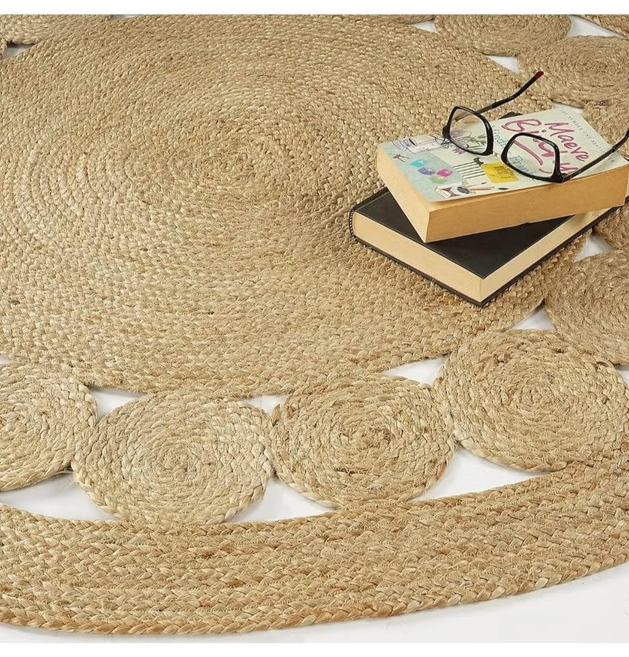 Brand new Round Jute Area Rug 5ft Natural Fiber Handmade - photo 2