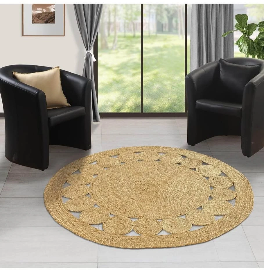 Brand new Round Jute Area Rug 5ft Natural Fiber Handmade - photo 3