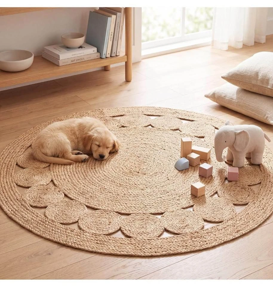 Brand new Round Jute Area Rug 5ft Natural Fiber Handmade - photo 4