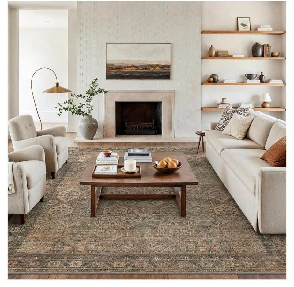 Brand new Washable Area Rug 9x12, Vintage Print, Low Pile - photo 5