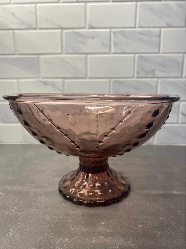 Vintage L.E. Smith Amethyst Glass Pedestal Compote - photo 2