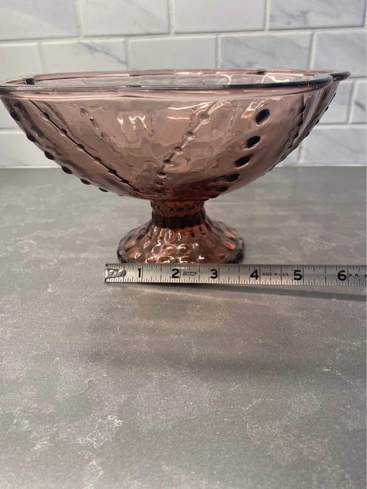 Vintage L.E. Smith Amethyst Glass Pedestal Compote - photo 4