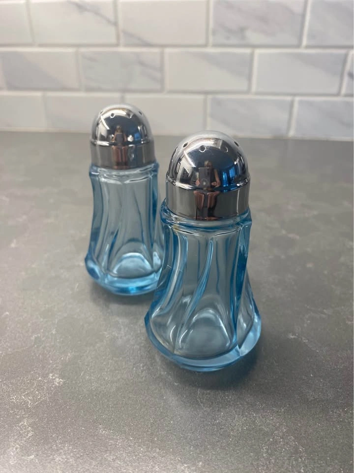 Fostoria Jamestown Pattern, Blue Glass Salt and Pepper Shakers - photo 4