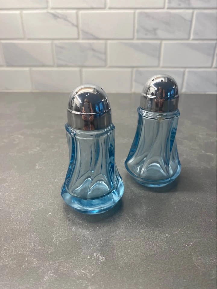 Fostoria Jamestown Pattern, Blue Glass Salt and Pepper Shakers - photo 5