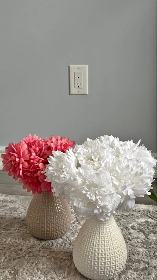Set of 2 Vases with Flowers