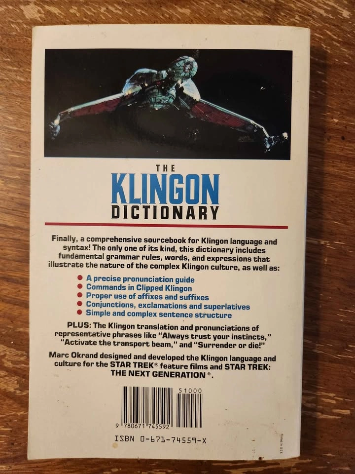 Klingon Dictionary - Vintage Star Trek Book - photo 2