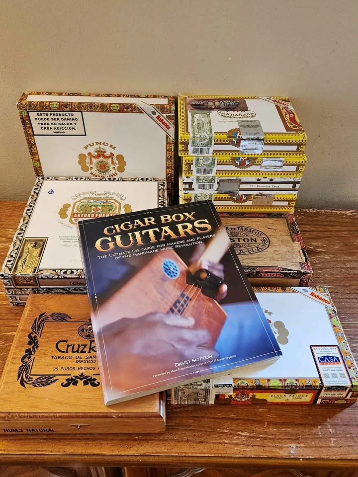 Cigar Box Guitar Lot - Book + Boxes