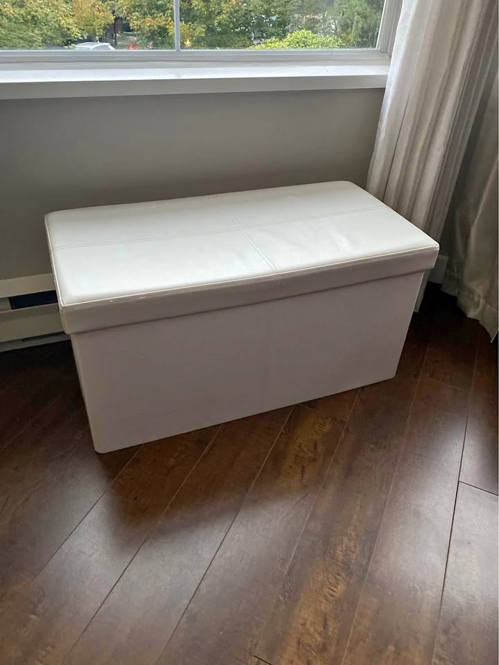 White storage ottoman