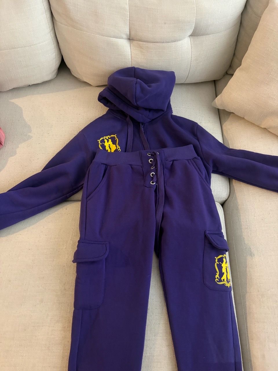 Purple Tracksuit Set Hoodie and Cargo Joggers