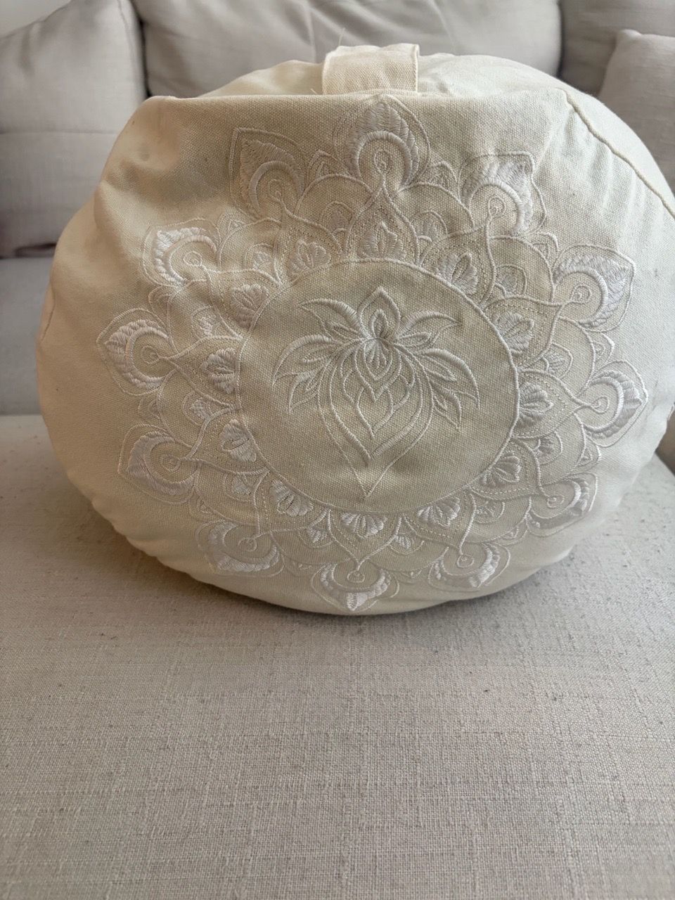 Round Meditation Cushion with Mandala Embroidery - photo 2