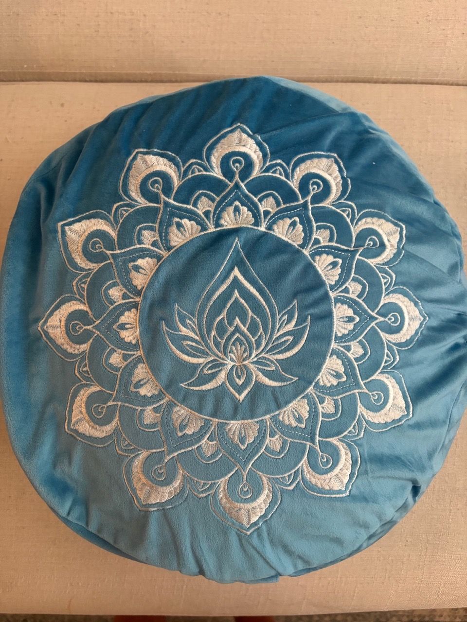 Round Meditation Cushion with Mandala Embroidery - photo 3