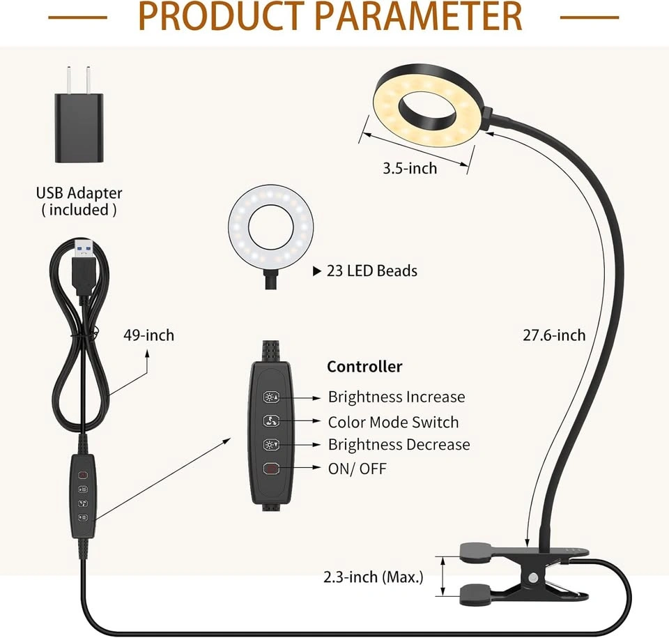 LED Desk Lamp with Clamp, 3 Color Modes & 10 Brightness - photo 2