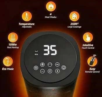 Electric Space Heater with Thermostat, Remote, 1500W-New! - photo 2